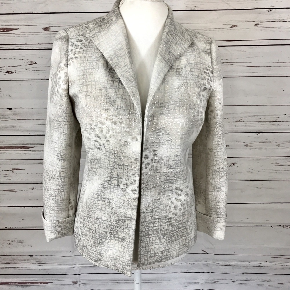 Chico's Women's Open Blazer metallic beige lined Size 0